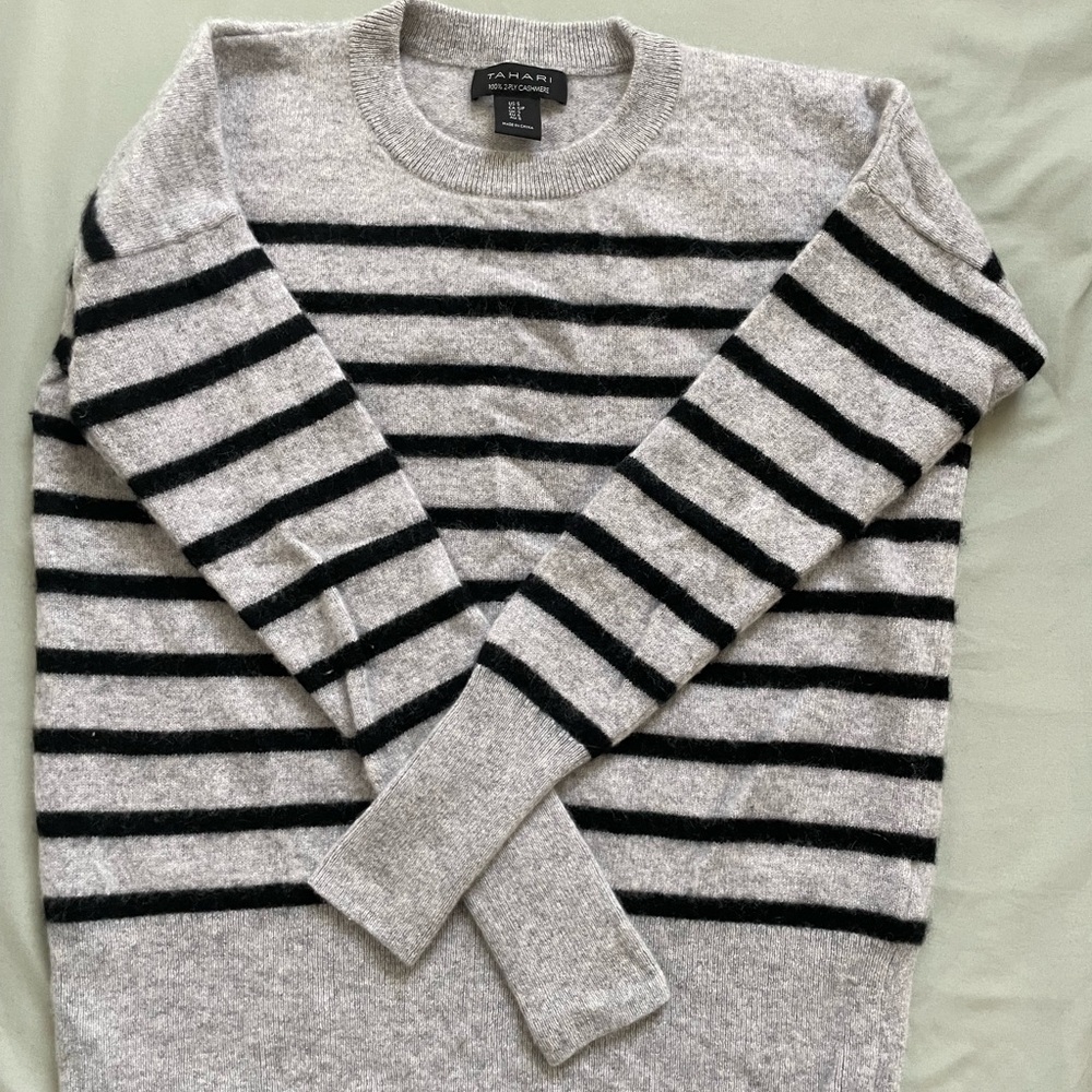 Banana Republic Gray and Black Striped Men's Sweater